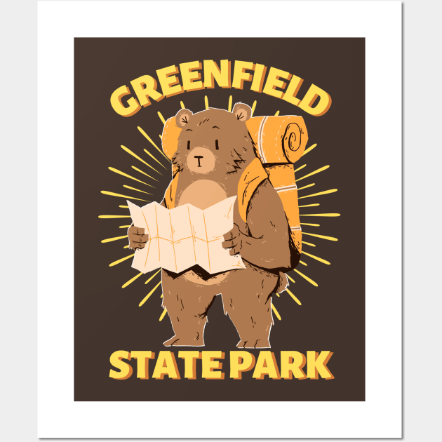 Greenfield State Park Camping Bear Wall Art by Caring is Cool